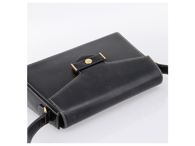 Christian Dior Shoulder Bag Leather Black Gold Auth ka5898 Nero D'oro - vista 6