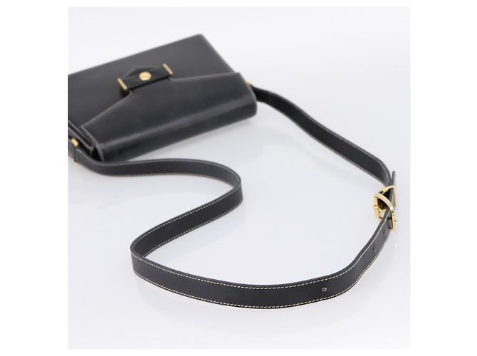 Christian Dior Shoulder Bag Leather Black Gold Auth ka5898 Nero D'oro - vista 7