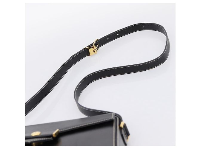 Christian Dior Shoulder Bag Leather Black Gold Auth ka5898 Nero D'oro - vista 8