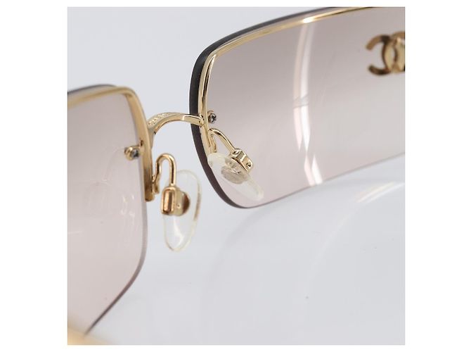 Gafas de sol CHANEL metal Gold CC Auth yk20750M Dorado - vista 13