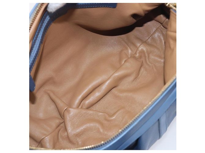 Bulgari Borsa a mano BVLGARI Chandra in pelle blu e oro Auth 198928A - vista 11