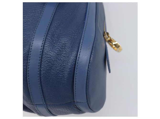 Bulgari Borsa a mano BVLGARI Chandra in pelle blu e oro Auth 198928A - vista 15