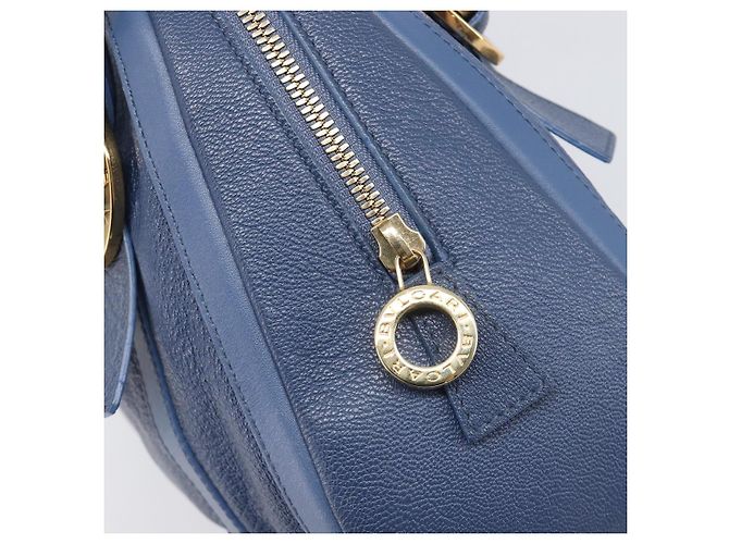 Bulgari Borsa a mano BVLGARI Chandra in pelle blu e oro Auth 198928A - vista 17