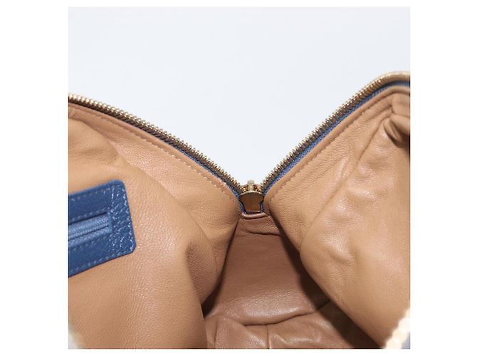 Bulgari Borsa a mano BVLGARI Chandra in pelle blu e oro Auth 198928A - vista 19