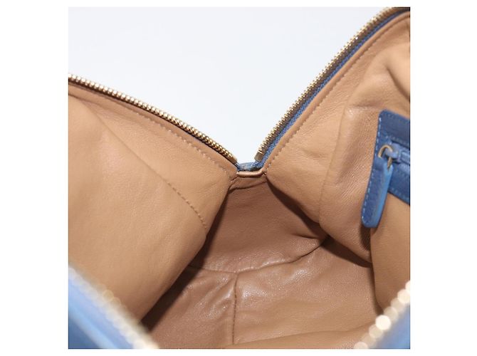 Bulgari Borsa a mano BVLGARI Chandra in pelle blu e oro Auth 198928A - vista 20