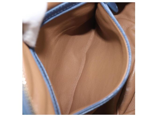 Bulgari Borsa a mano BVLGARI Chandra in pelle blu e oro Auth 198928A - vista 22