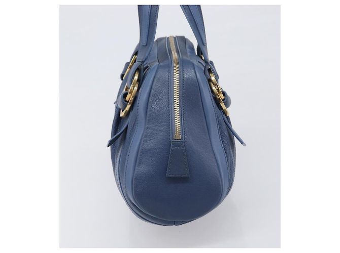 Bulgari Borsa a mano BVLGARI Chandra in pelle blu e oro Auth 198928A - vista 3