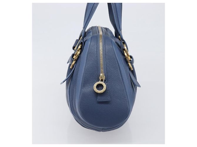 Bulgari Borsa a mano BVLGARI Chandra in pelle blu e oro Auth 198928A - vista 4