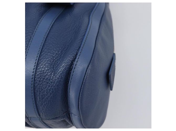 Bulgari Borsa a mano BVLGARI Chandra in pelle blu e oro Auth 198928A - vista 9