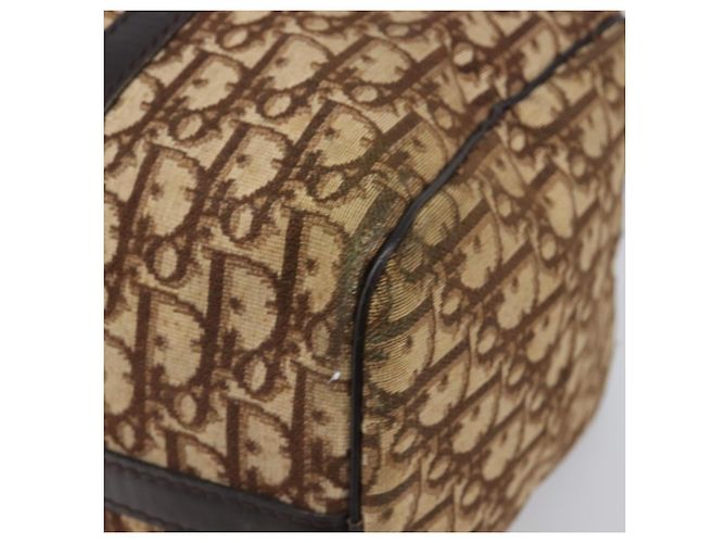 Borsa Boston Christian Dior Trotter Canvas Beige Gold Auth 199799 D'oro - vista 10