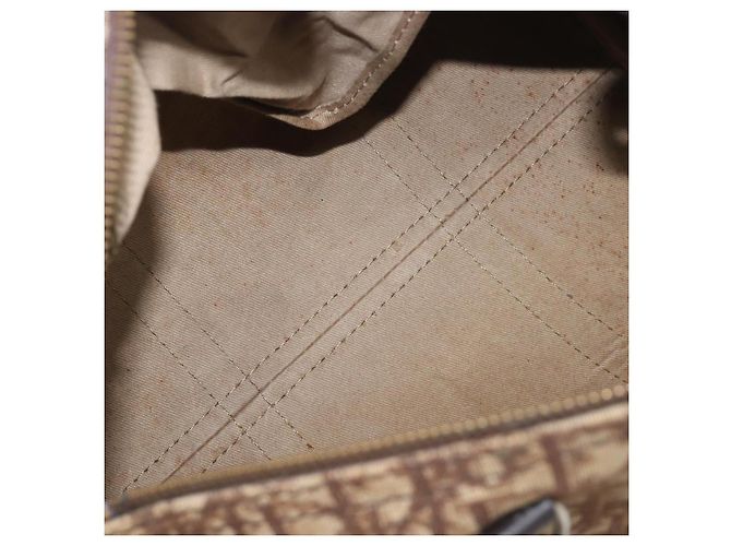 Borsa Boston Christian Dior Trotter Canvas Beige Gold Auth 199799 D'oro - vista 16