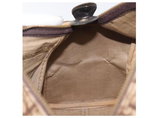 Borsa Boston Christian Dior Trotter Canvas Beige Gold Auth 199799 D'oro - vista 17