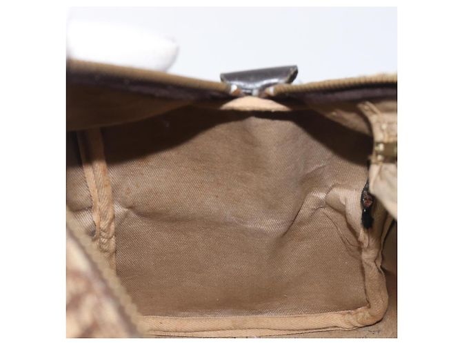 Borsa Boston Christian Dior Trotter Canvas Beige Gold Auth 199799 D'oro - vista 18
