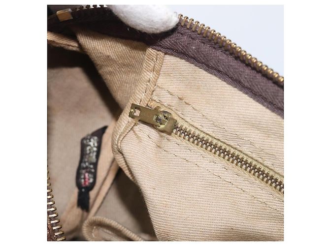 Borsa Boston Christian Dior Trotter Canvas Beige Gold Auth 199799 D'oro - vista 19