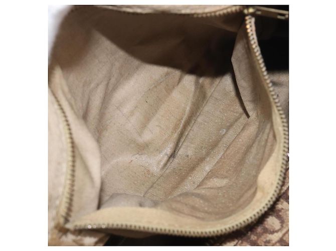 Borsa Boston Christian Dior Trotter Canvas Beige Gold Auth 199799 D'oro - vista 20