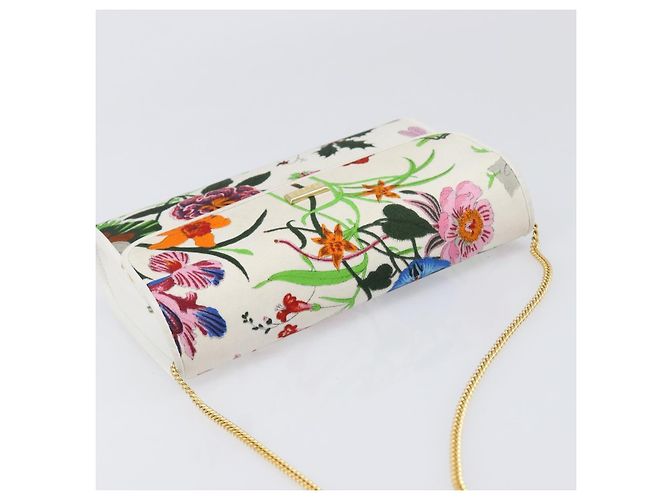 GUCCI Flower Chain Schultertasche aus multicolor Canvas, authentisch ep15665A Mehrfarben - Ansicht 6
