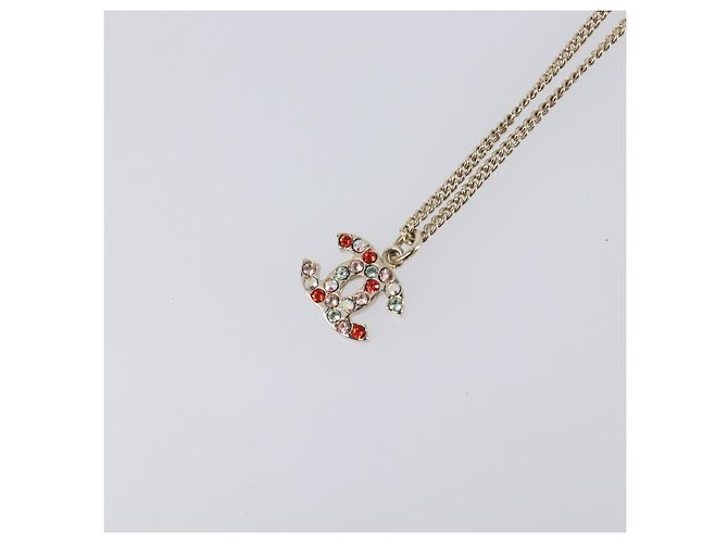 Collana CHANEL COCO Mark Stone metallo Multicolor CC Auth yk20780M Multicolore - vista 3