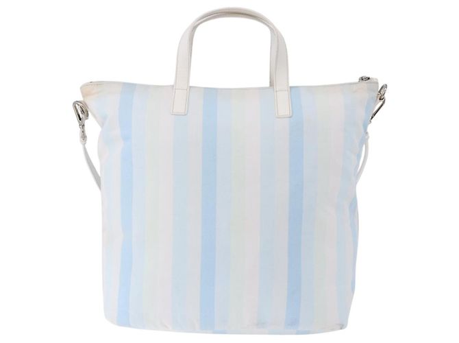 PRADA Tote Bag Canvas 2way Hellblau Silber B2052G Auth am12349A - Ansicht 2