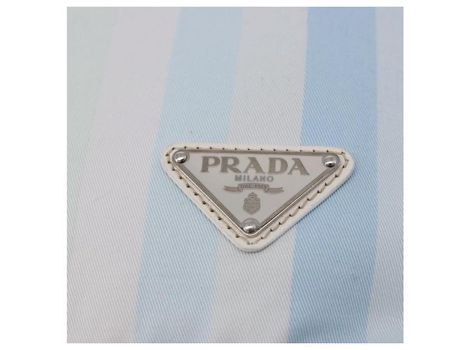 PRADA Tote Bag Canvas 2way Hellblau Silber B2052G Auth am12349A - Ansicht 22