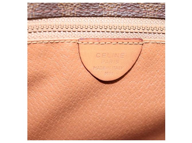 Céline Borsa a tracolla CELINE Macadam Canvas PVC Leather Brown Gold Auth 200945 Marrone D'oro - vista 12