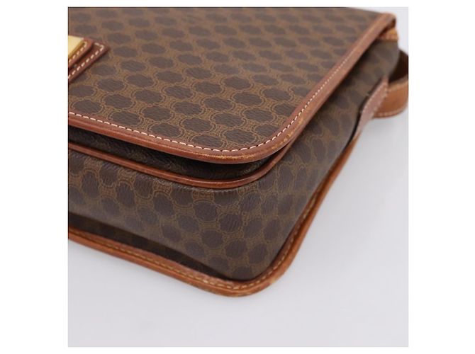 Céline Borsa a tracolla CELINE Macadam Canvas PVC Leather Brown Gold Auth 200945 Marrone D'oro - vista 14