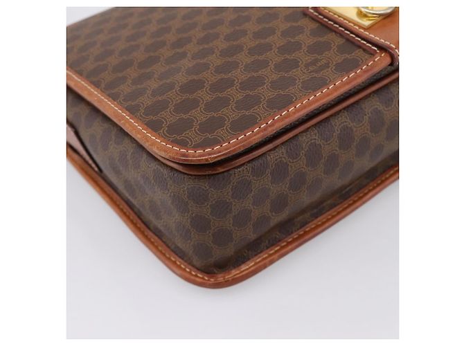 Céline Borsa a tracolla CELINE Macadam Canvas PVC Leather Brown Gold Auth 200945 Marrone D'oro - vista 15