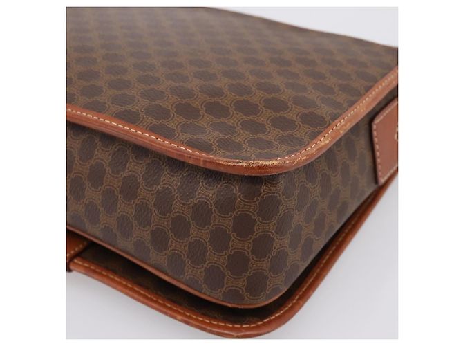 Céline Borsa a tracolla CELINE Macadam Canvas PVC Leather Brown Gold Auth 200945 Marrone D'oro - vista 16