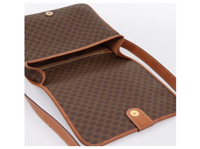 Céline Borsa a tracolla CELINE Macadam Canvas PVC Leather Brown Gold Auth 200945 Marrone D'oro - vista 17
