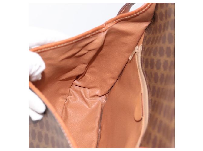 Céline Borsa a tracolla CELINE Macadam Canvas PVC Leather Brown Gold Auth 200945 Marrone D'oro - vista 19