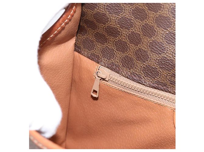 Céline Borsa a tracolla CELINE Macadam Canvas PVC Leather Brown Gold Auth 200945 Marrone D'oro - vista 20