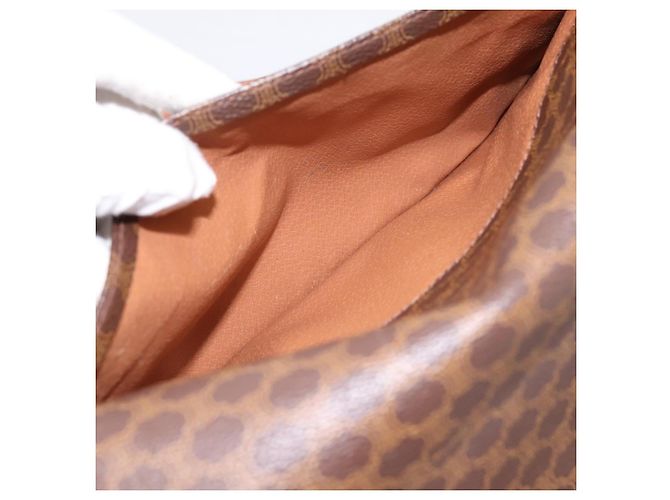 Céline Borsa a tracolla CELINE Macadam Canvas PVC Leather Brown Gold Auth 200945 Marrone D'oro - vista 21