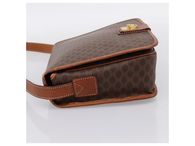 Céline Borsa a tracolla CELINE Macadam Canvas PVC Leather Brown Gold Auth 200945 Marrone D'oro - vista 3