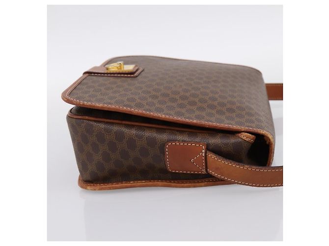 Céline Borsa a tracolla CELINE Macadam Canvas PVC Leather Brown Gold Auth 200945 Marrone D'oro - vista 4