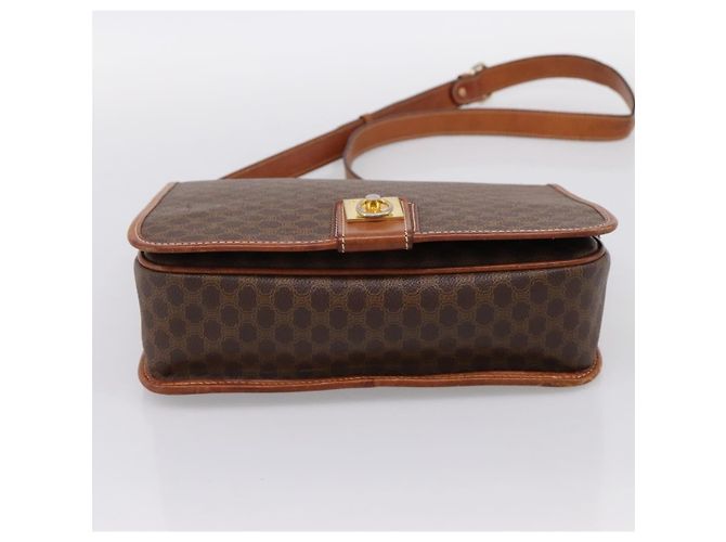 Céline Borsa a tracolla CELINE Macadam Canvas PVC Leather Brown Gold Auth 200945 Marrone D'oro - vista 5