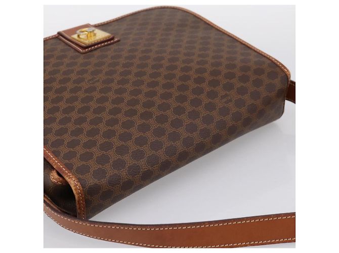Céline Borsa a tracolla CELINE Macadam Canvas PVC Leather Brown Gold Auth 200945 Marrone D'oro - vista 6
