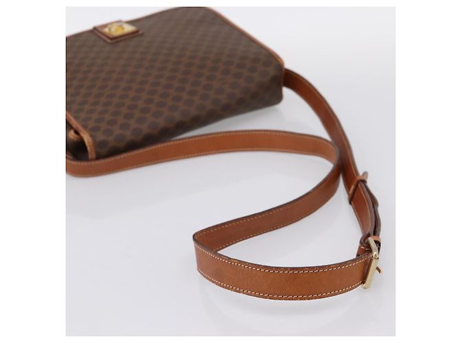 Céline Borsa a tracolla CELINE Macadam Canvas PVC Leather Brown Gold Auth 200945 Marrone D'oro - vista 7