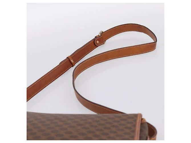 Céline Borsa a tracolla CELINE Macadam Canvas PVC Leather Brown Gold Auth 200945 Marrone D'oro - vista 8
