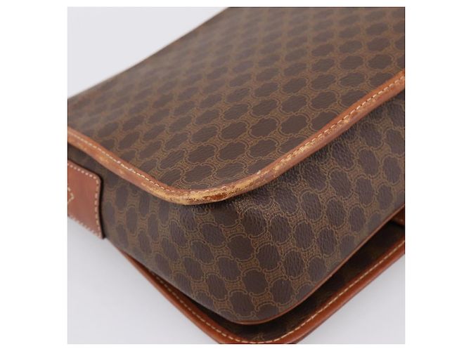 Céline Borsa a tracolla CELINE Macadam Canvas PVC Leather Brown Gold Auth 200945 Marrone D'oro - vista 9