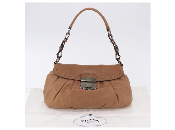Borsa a tracolla PRADA in pelle marrone argento Auth 200291V - vista 12