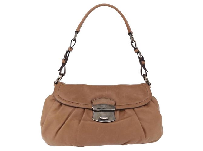 Borsa a tracolla PRADA in pelle marrone argento Auth 200291V - vista 13