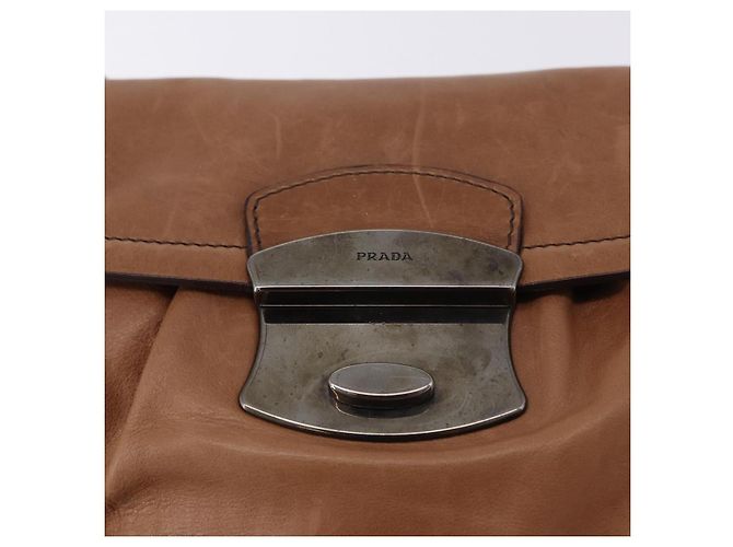 Borsa a tracolla PRADA in pelle marrone argento Auth 200291V - vista 19