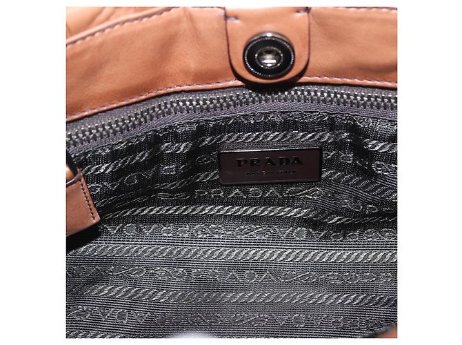 Borsa a tracolla PRADA in pelle marrone argento Auth 200291V - vista 21