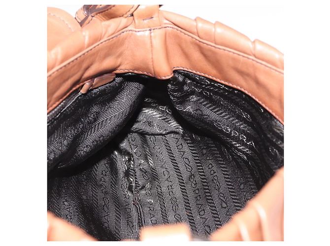 Borsa a tracolla PRADA in pelle marrone argento Auth 200291V - vista 22