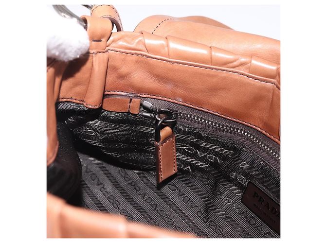 Borsa a tracolla PRADA in pelle marrone argento Auth 200291V - vista 24