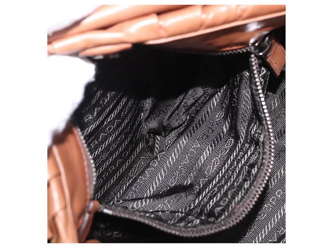 Borsa a tracolla PRADA in pelle marrone argento Auth 200291V - vista 25