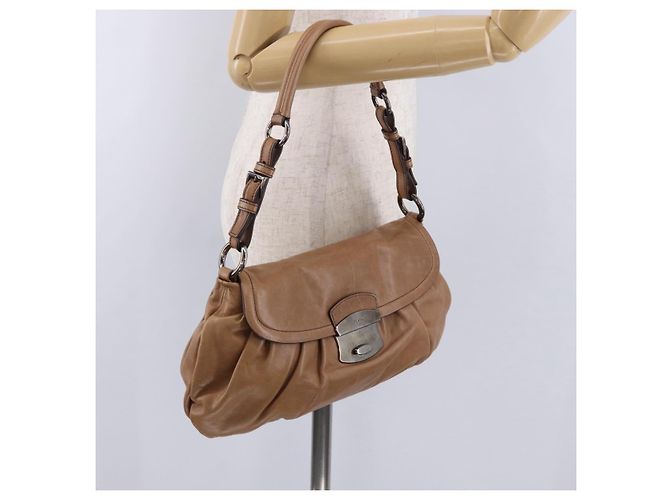 Borsa a tracolla PRADA in pelle marrone argento Auth 200291V - vista 26