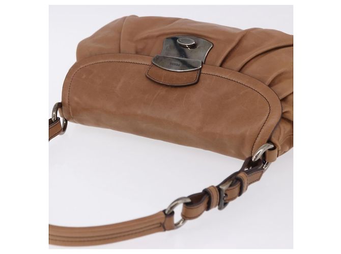 Borsa a tracolla PRADA in pelle marrone argento Auth 200291V - vista 6