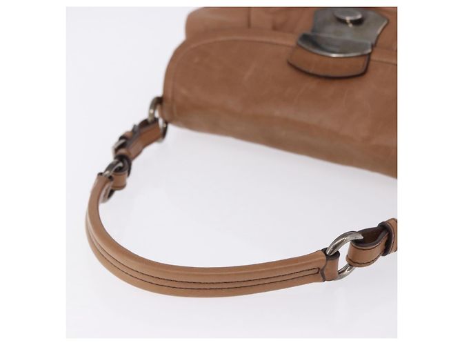 Borsa a tracolla PRADA in pelle marrone argento Auth 200291V - vista 7