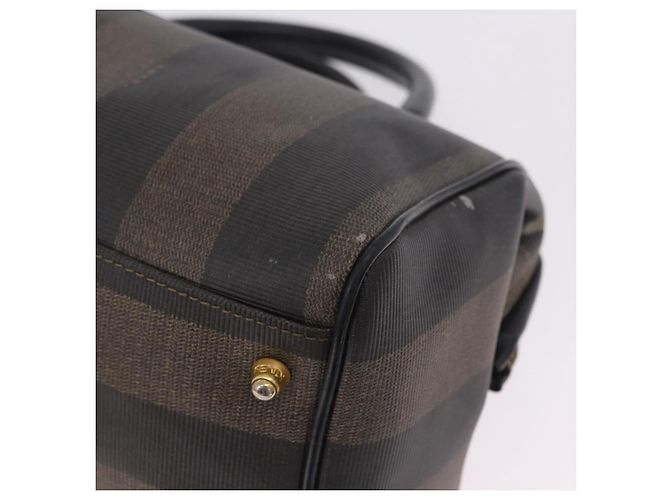 Pequin Borsa a mano FENDI Pecan Canvas PVC Marrone Nero Auth ka5839 - vista 16