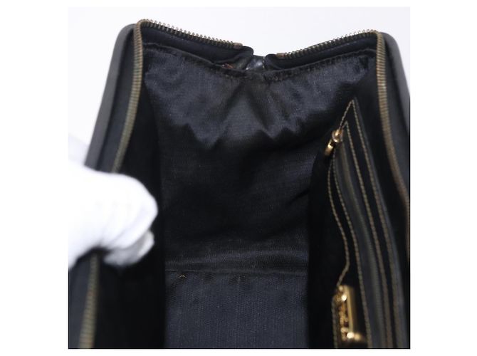 Pequin Borsa a mano FENDI Pecan Canvas PVC Marrone Nero Auth ka5839 - vista 21